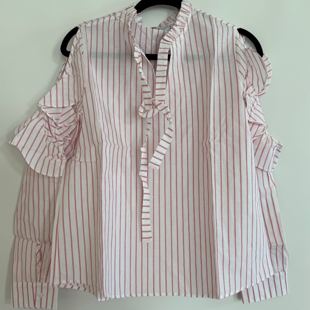 Harshman Indre Striped Cutout Blouse Large